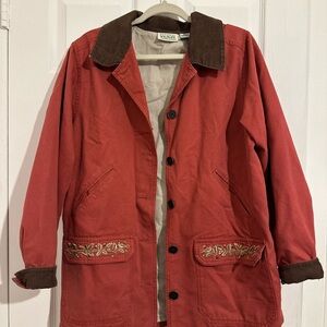L.L. Bean Women's Red Barn Jacket with Embroidery size large
